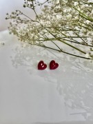 Kolczyki z żywicy - Burgund (serduszka) idealne na prezent